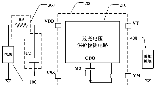 Over-charge voltage protection detection circuit and system