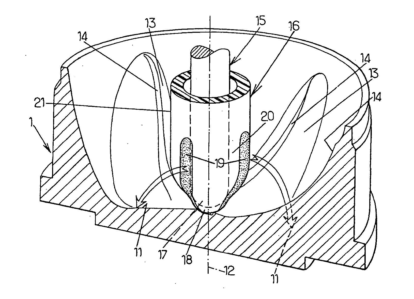 Drawing-blowing method and device for molding thermoplastic material containers, in particular bottles, with petaloid bottoms