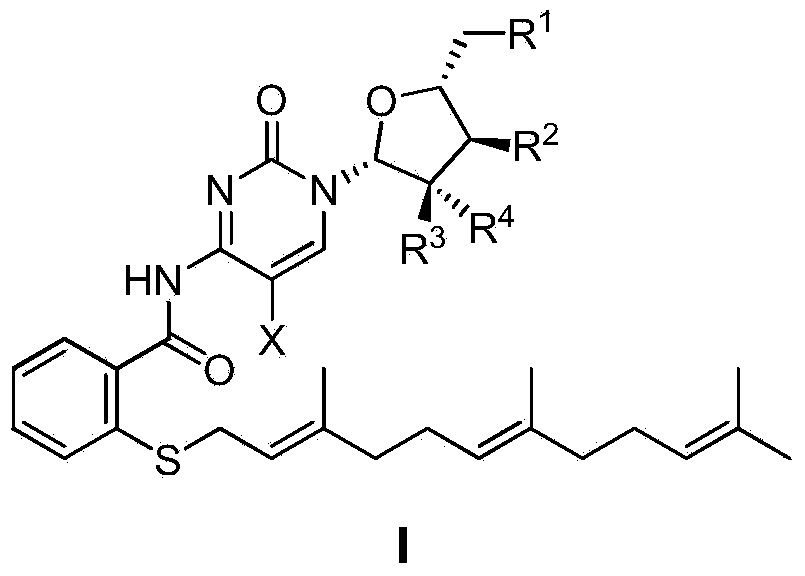 Farnesyl thiosalicylic acid-nucleoside conjugate as well as preparation method and medical application thereof