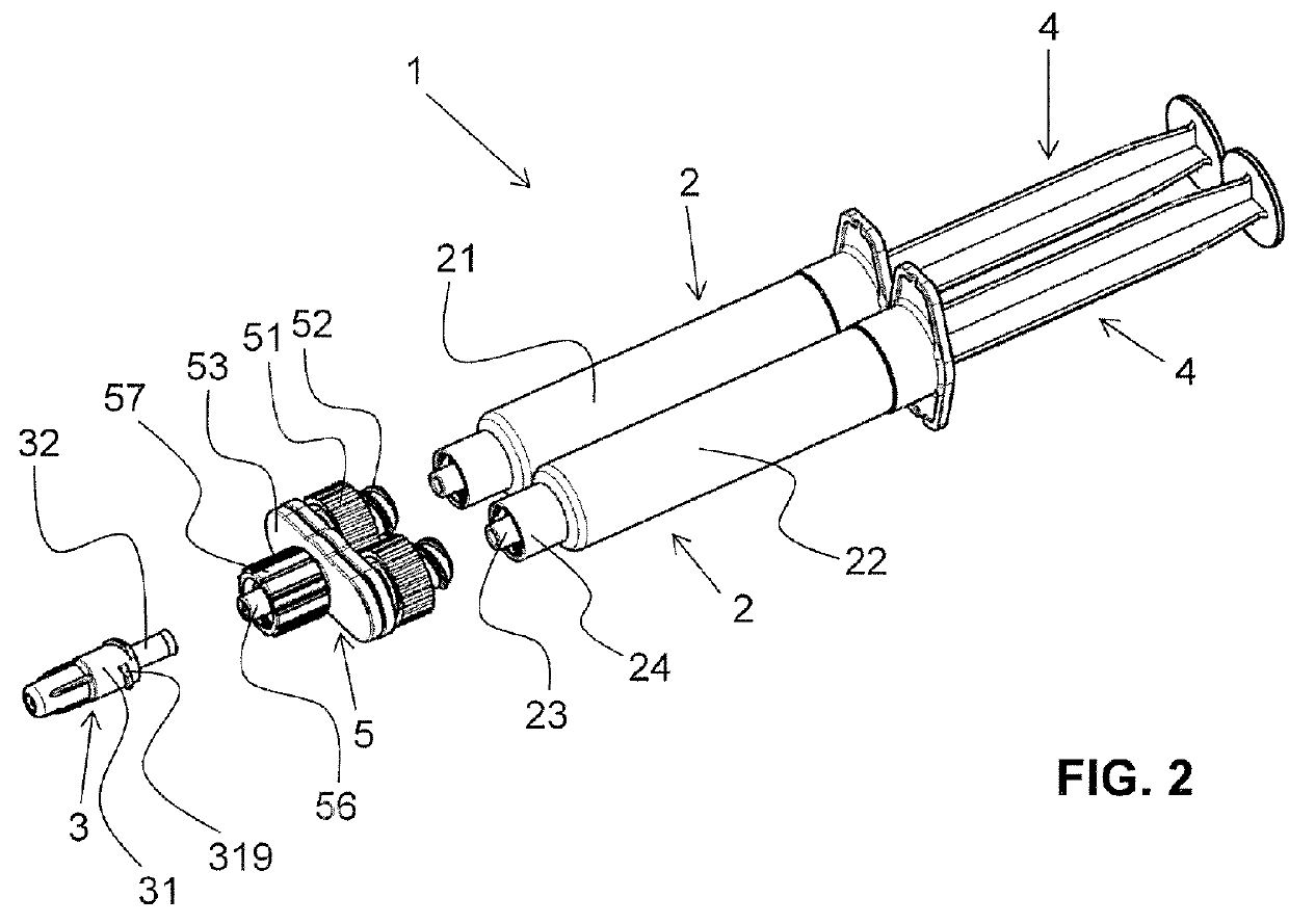 Mixing device for a discharge unit