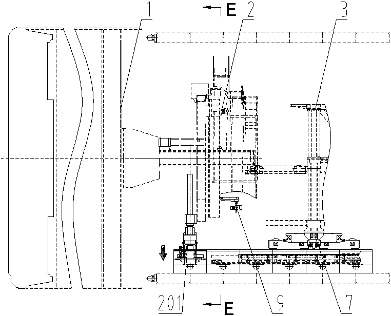 Tunnel trolley walking tool and construction method