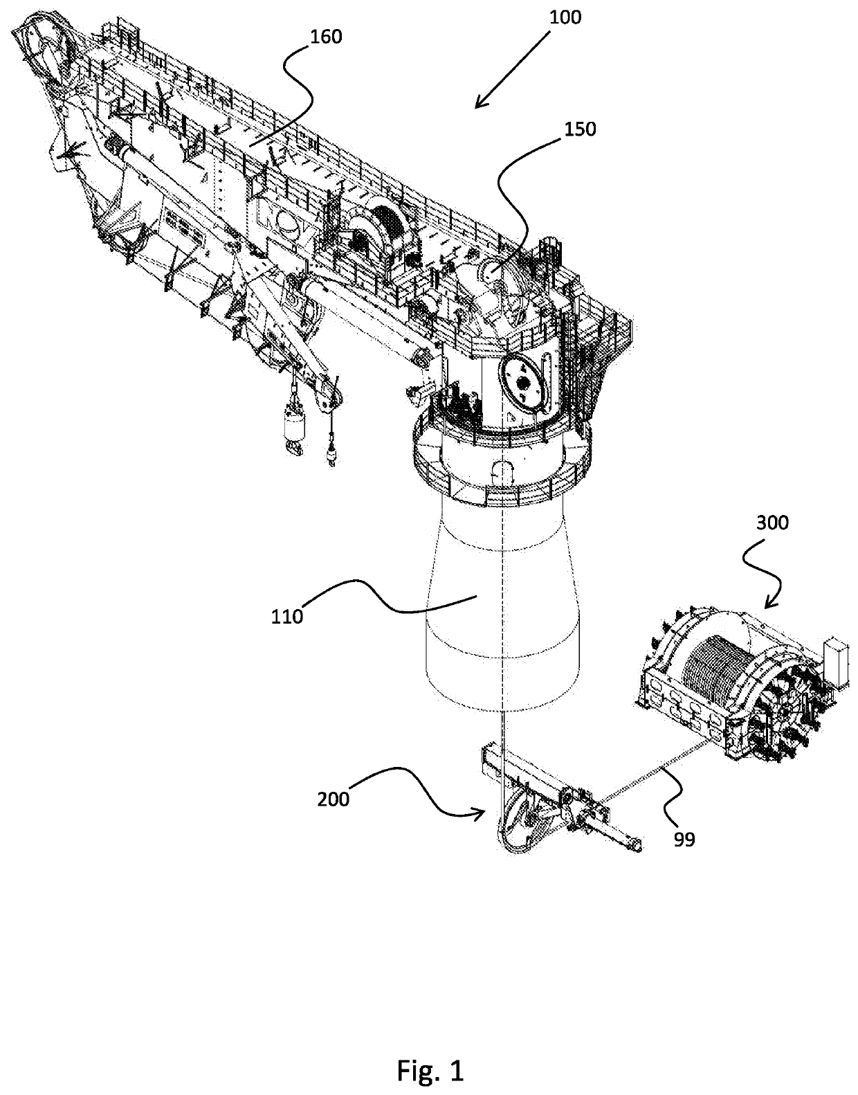 In-line spooling device for compensating fleet angle