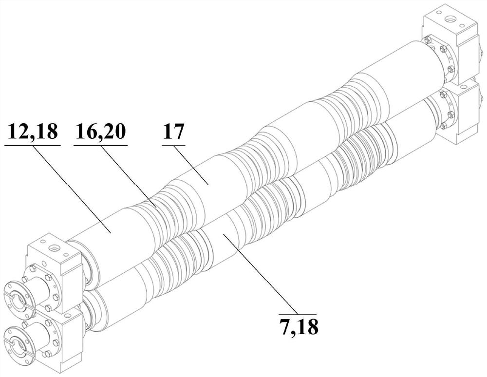 Multi-row continuous quenching device for arc-shaped cutting boards