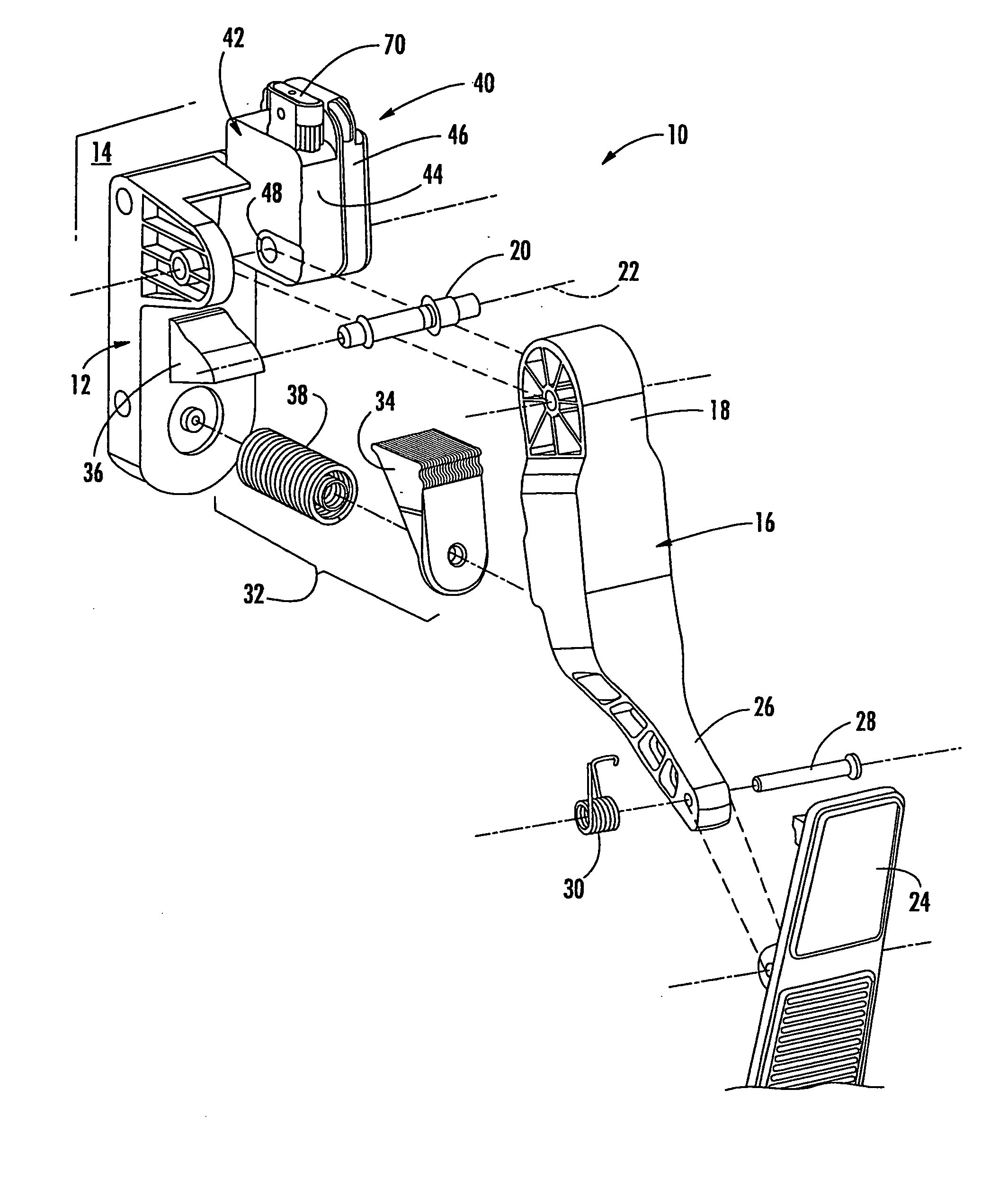 Electronic control pedal position sensing device assembly method