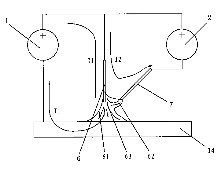 Twin-wire vertical electrogas welding system with low welding heat input and welding method