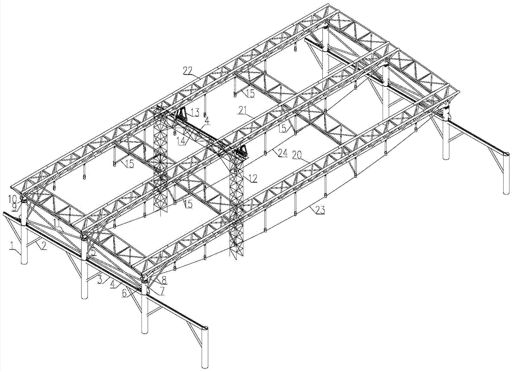 A construction method of accumulative slippage of string trusses with columns at different elevations