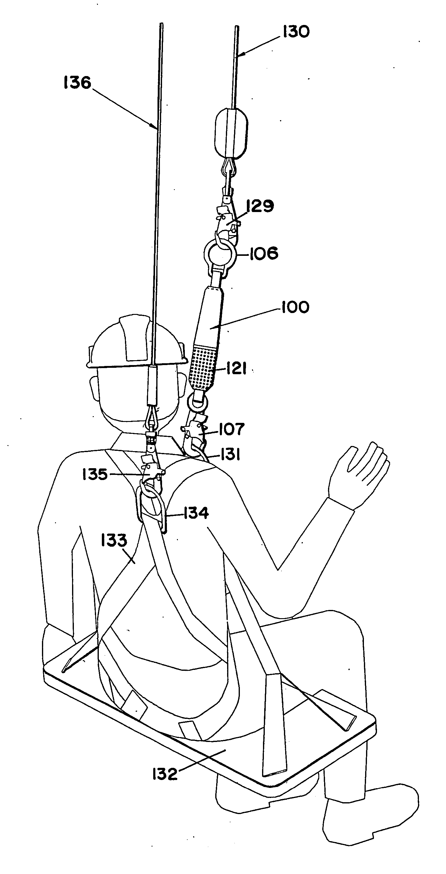Alarm device for use with fall protection equipment