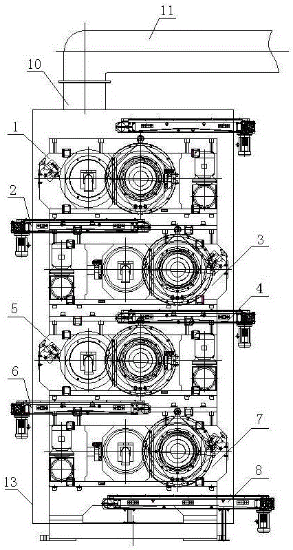 Vertical type production line for rubber refiner