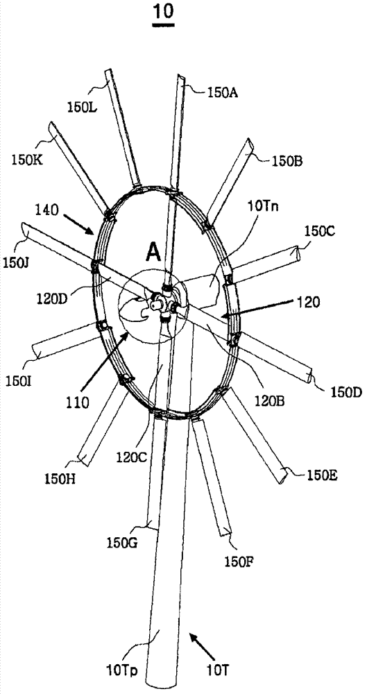 Wind power generating system using turbine blades radially arranged along a circular structure