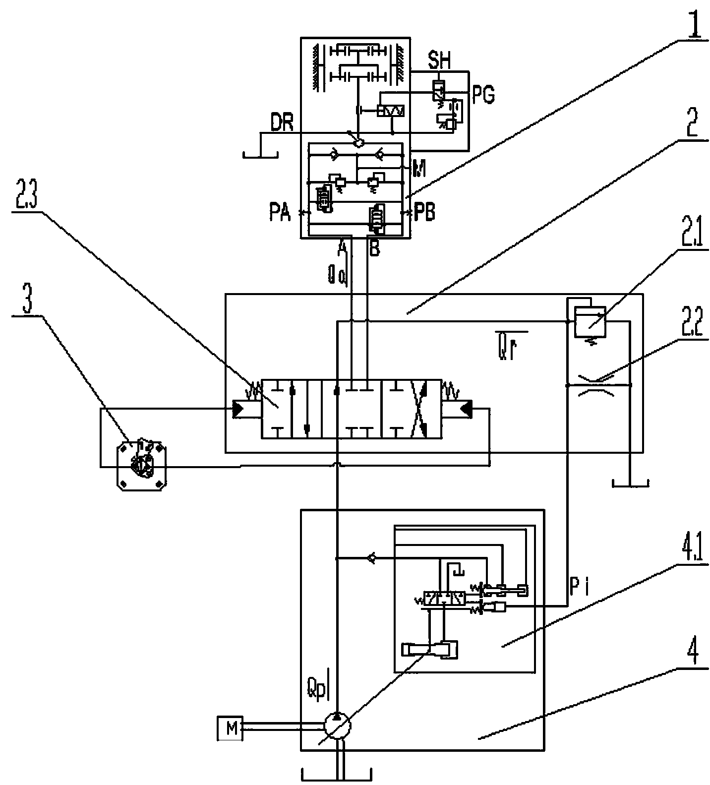 Rotation controlling hydraulic circuit system for rotary drilling rig