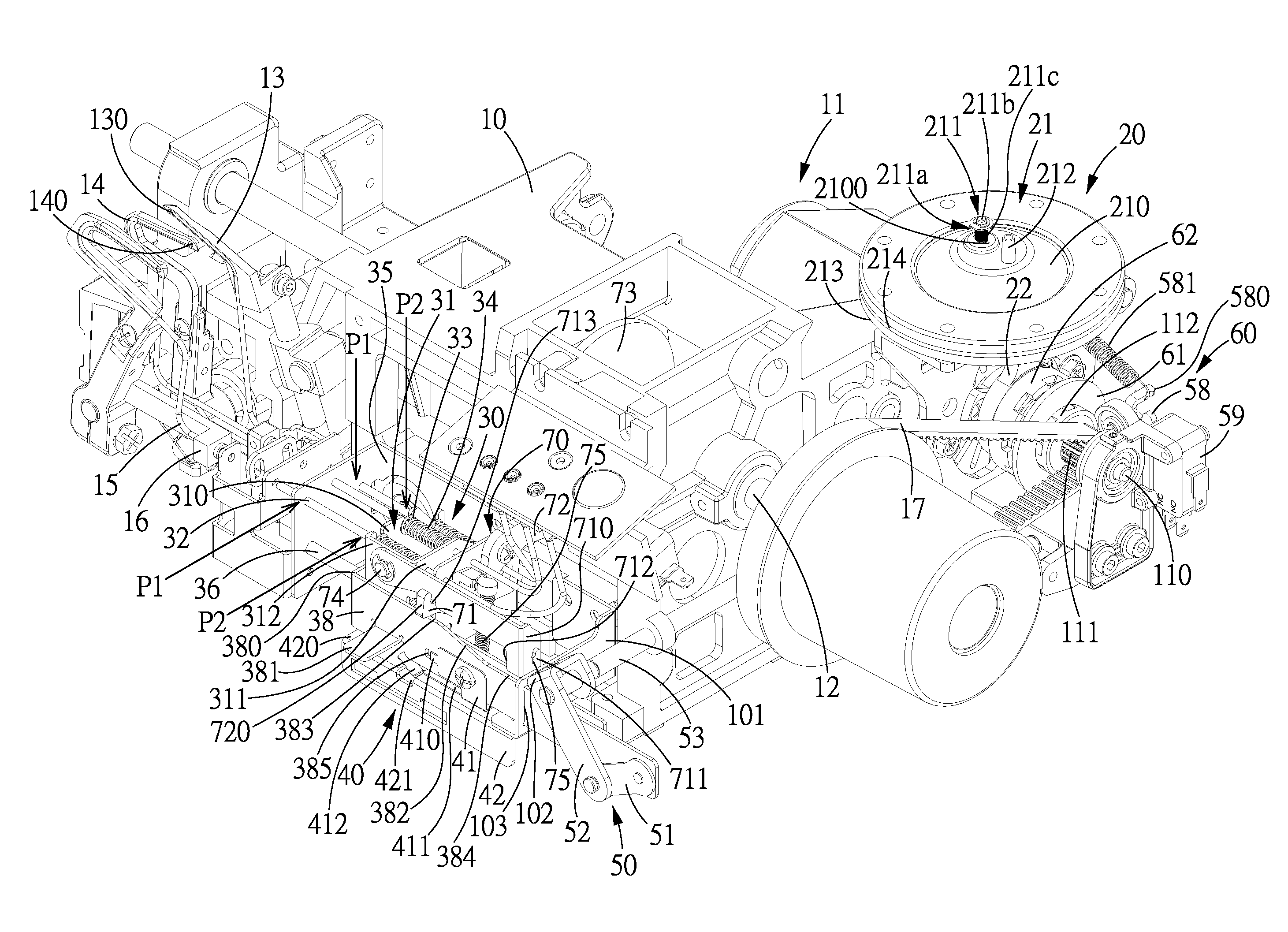 Sewing machine with a threading and air supply selecting device