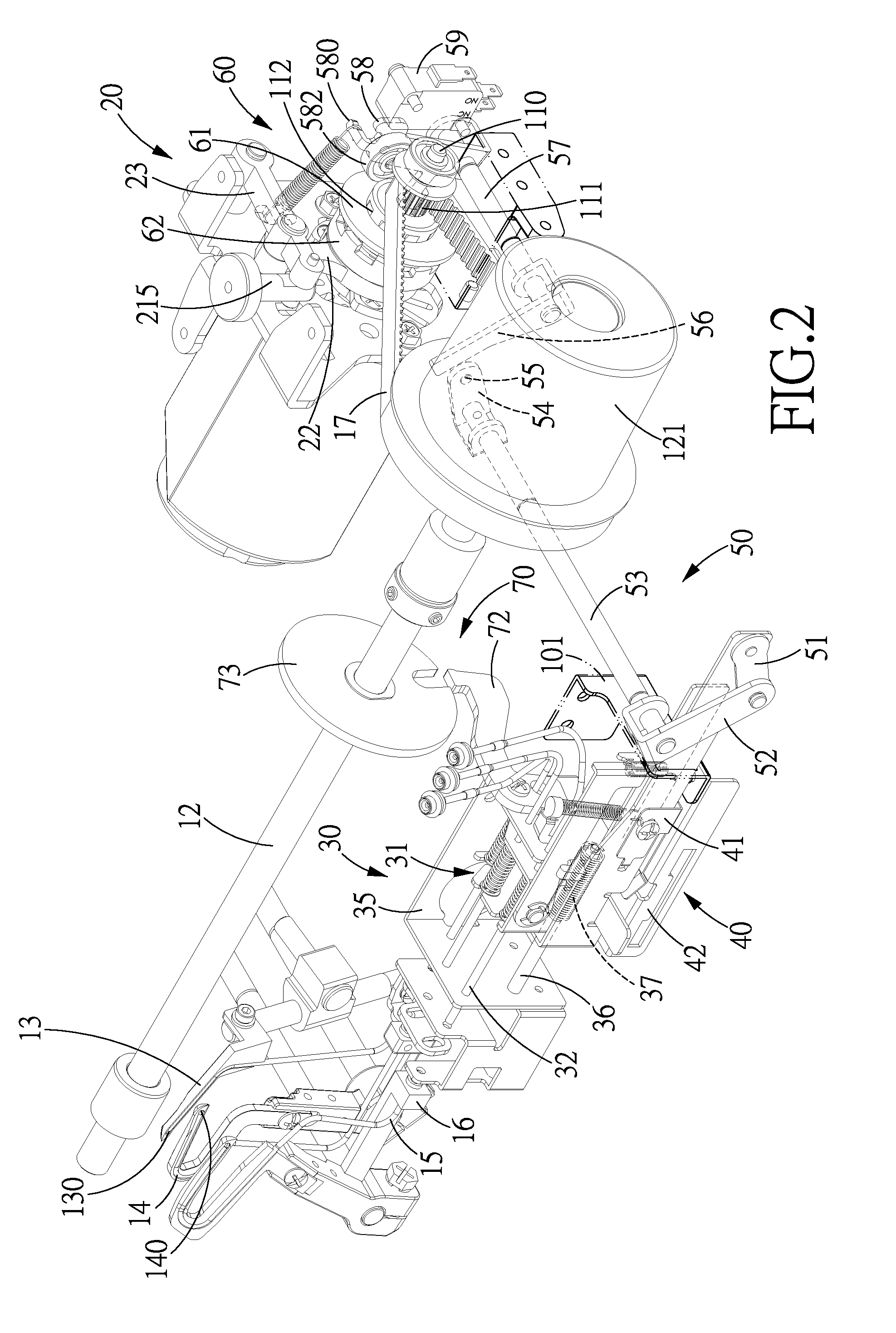 Sewing machine with a threading and air supply selecting device