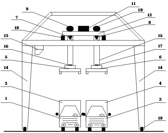 Positioning method of twin-lift spreader bridge crane based on image sensor