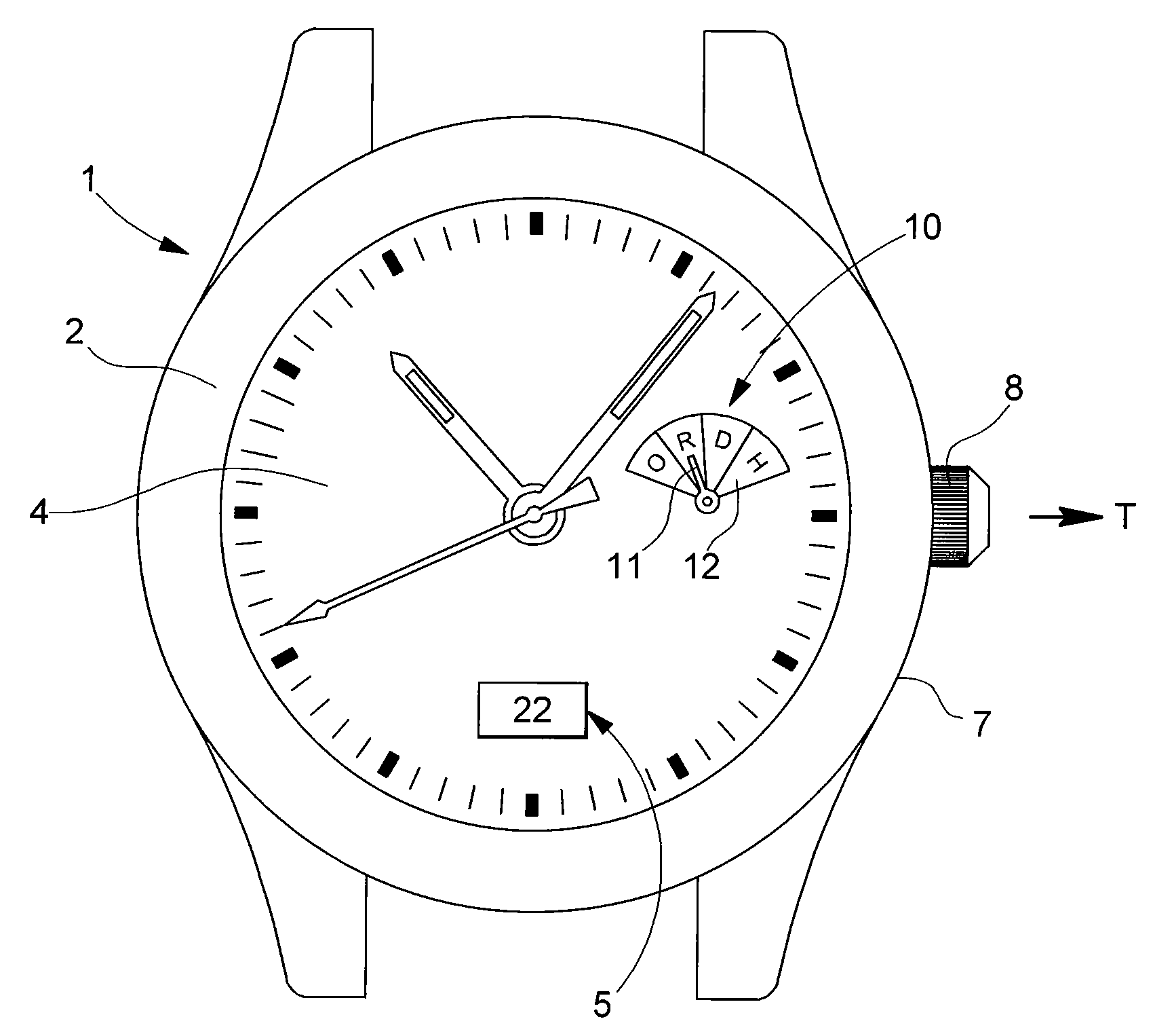 Watch with a function indicator