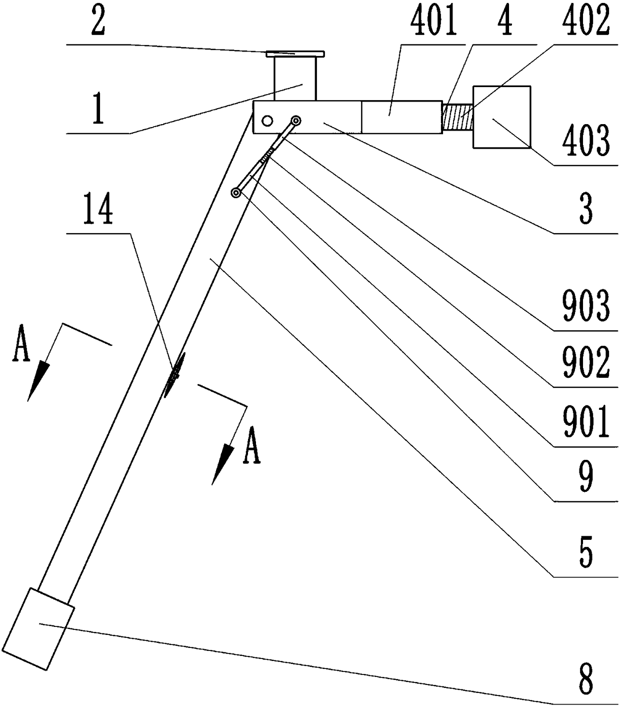 Angle-adjustable conical branches and leaves trimming device