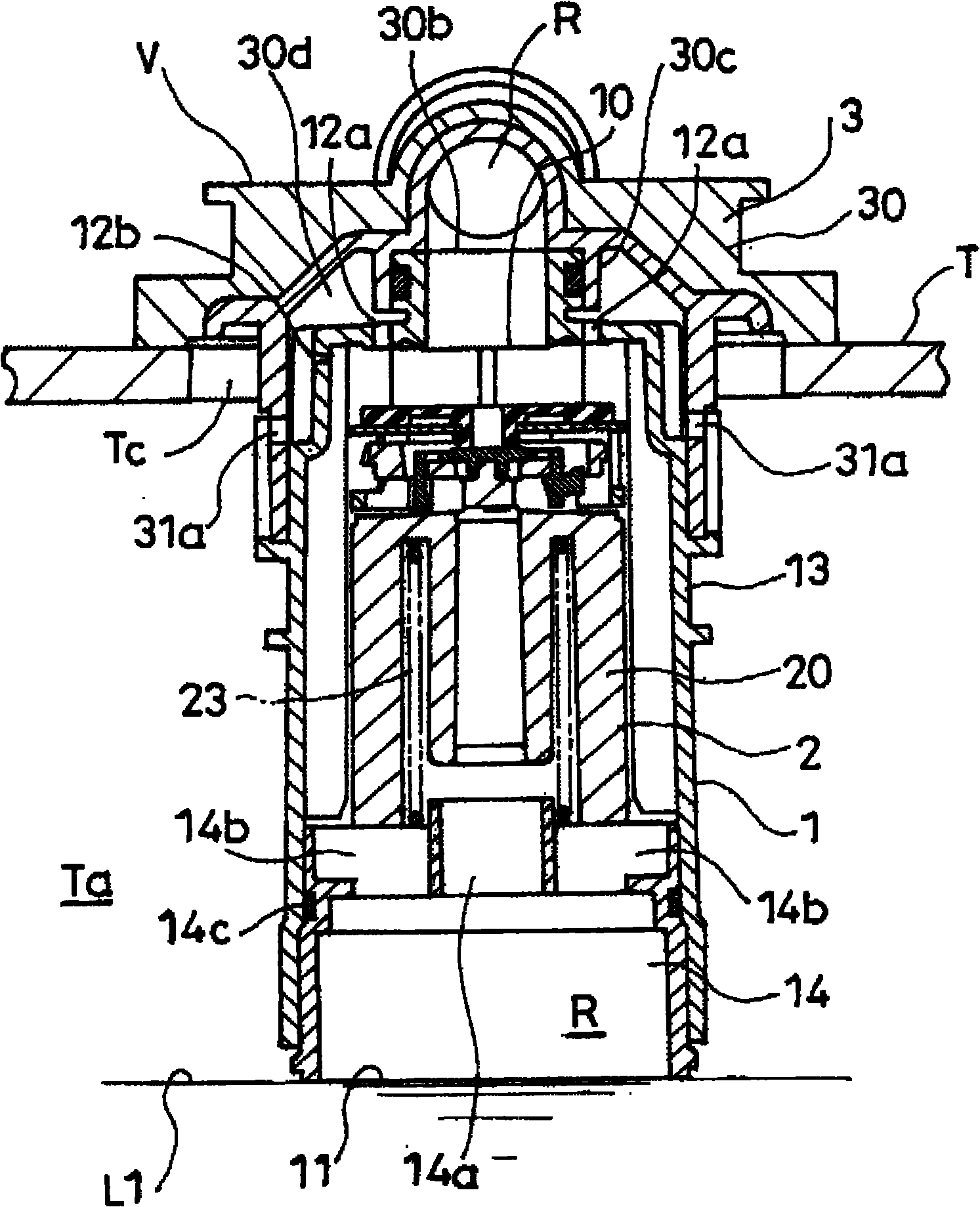 Valve device for fuel tank and over-supply prevention device for fuel tank