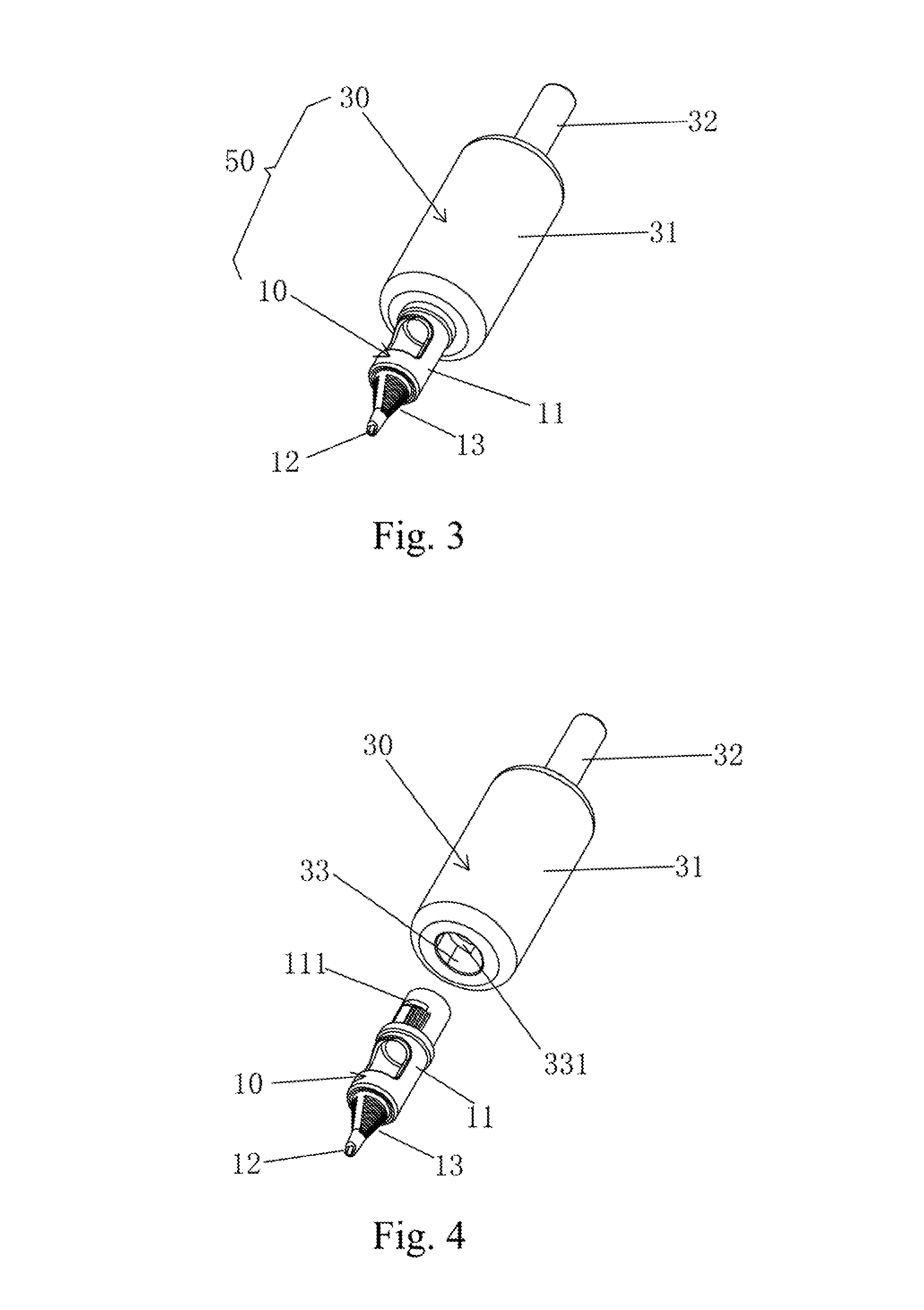 Tattoo Needle Tip Equipped with Capillary Ink Reservoir, Tattoo Tube Having Handle and Said Tattoo Needle Tip, and Assembly of Said Tattoo Needle Tip and Tattoo Needle