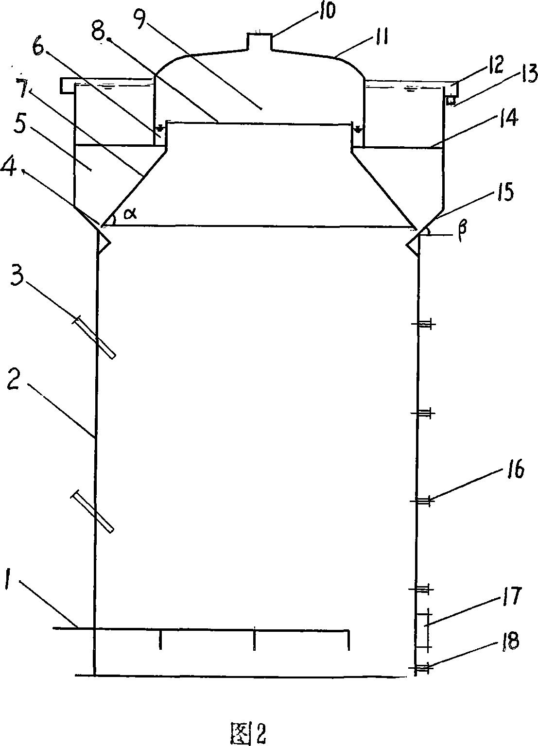 Three-phase separator for high efficiency anaerobic reactor