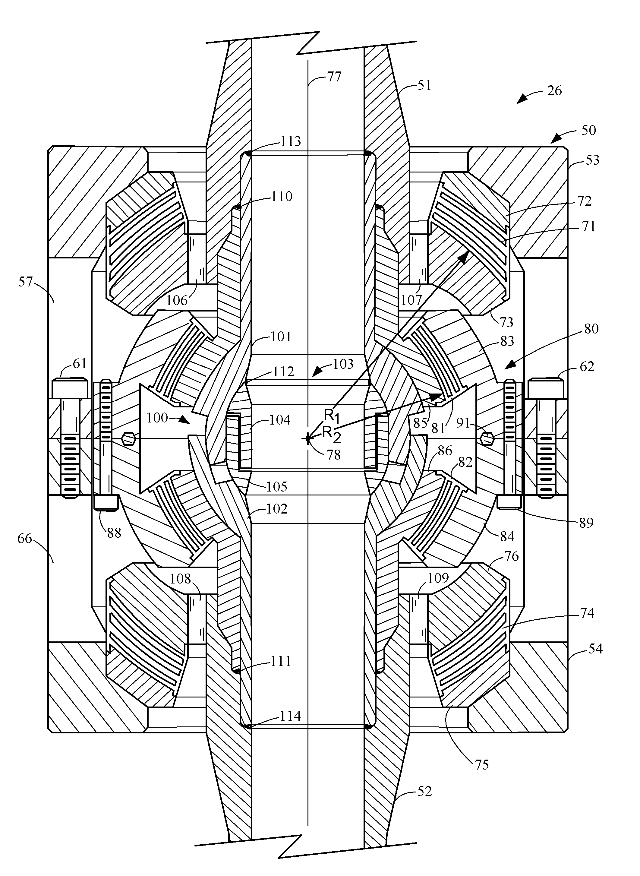 Double-ended flexible pipe joint having stacked co-axial primary and secondary annular elastomeric flex elements