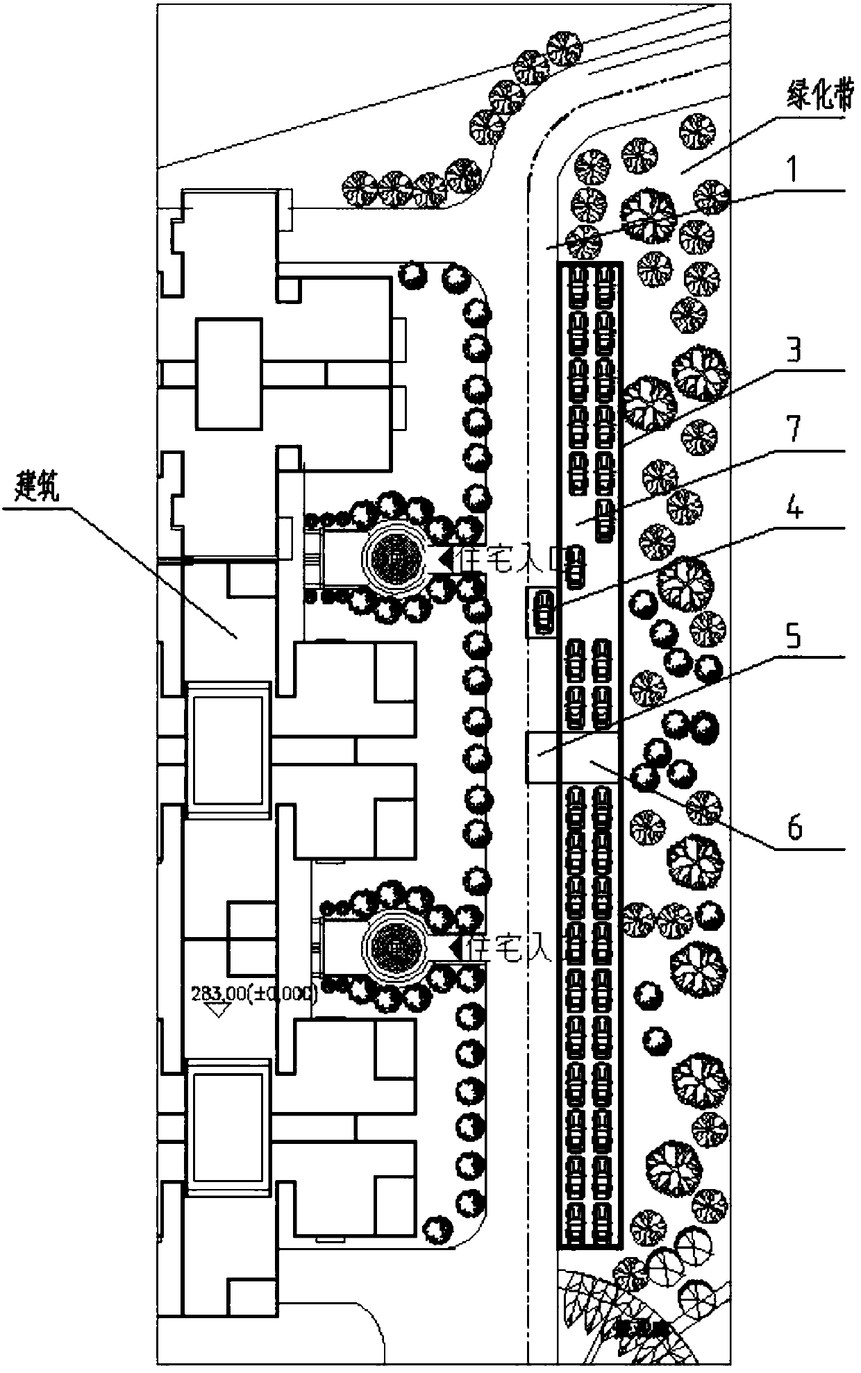 Control method for building winding corridor type stereoscopic parking garage