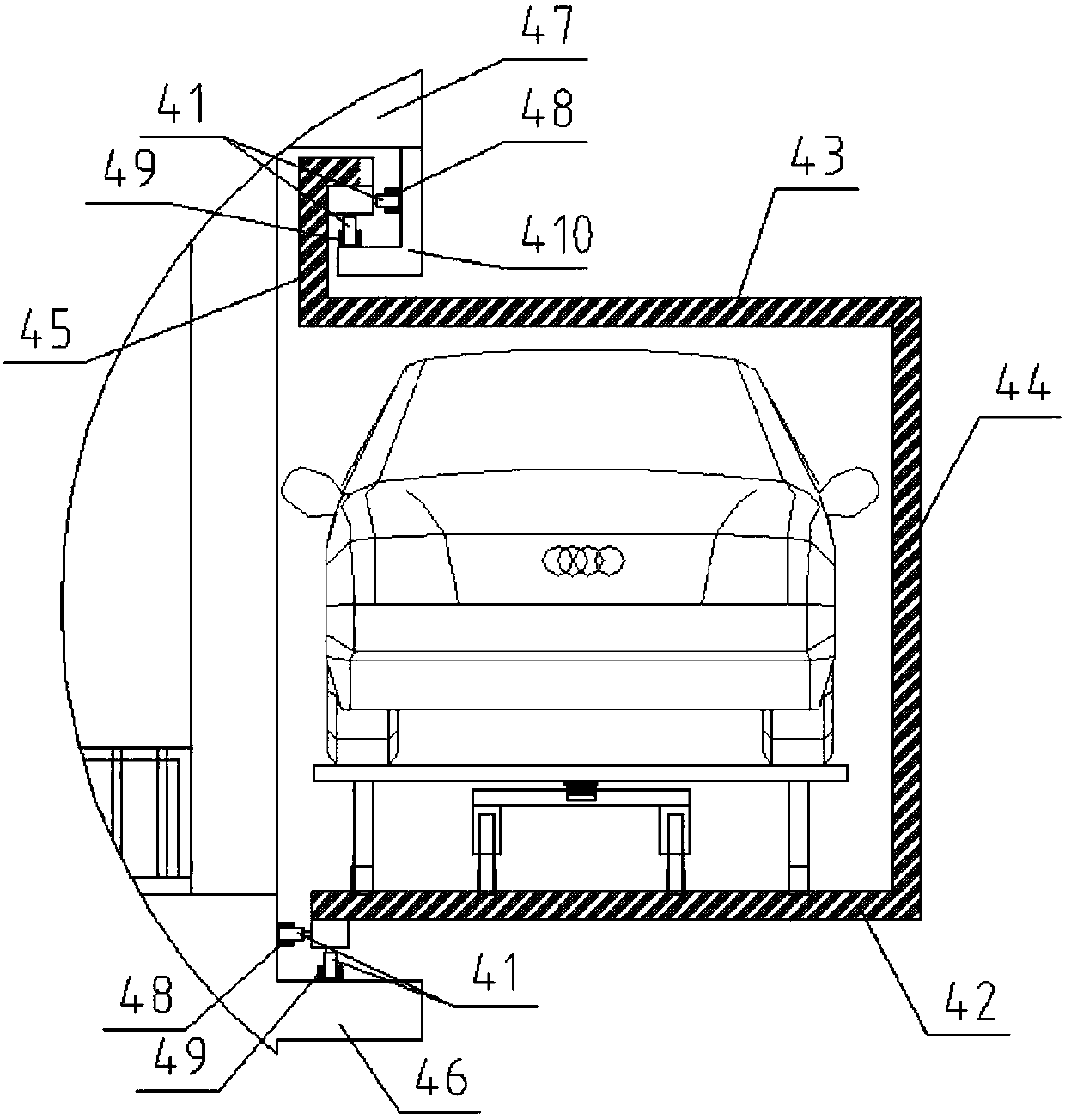 Control method for building winding corridor type stereoscopic parking garage