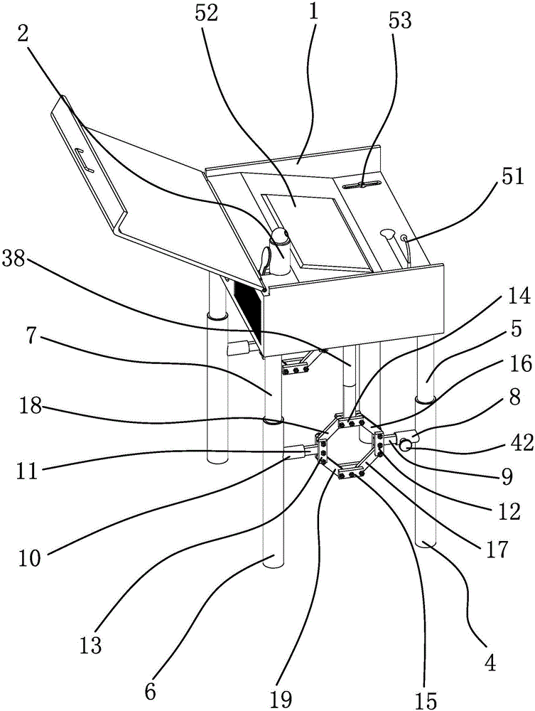 Stabilizing device in lifting adjusting projector