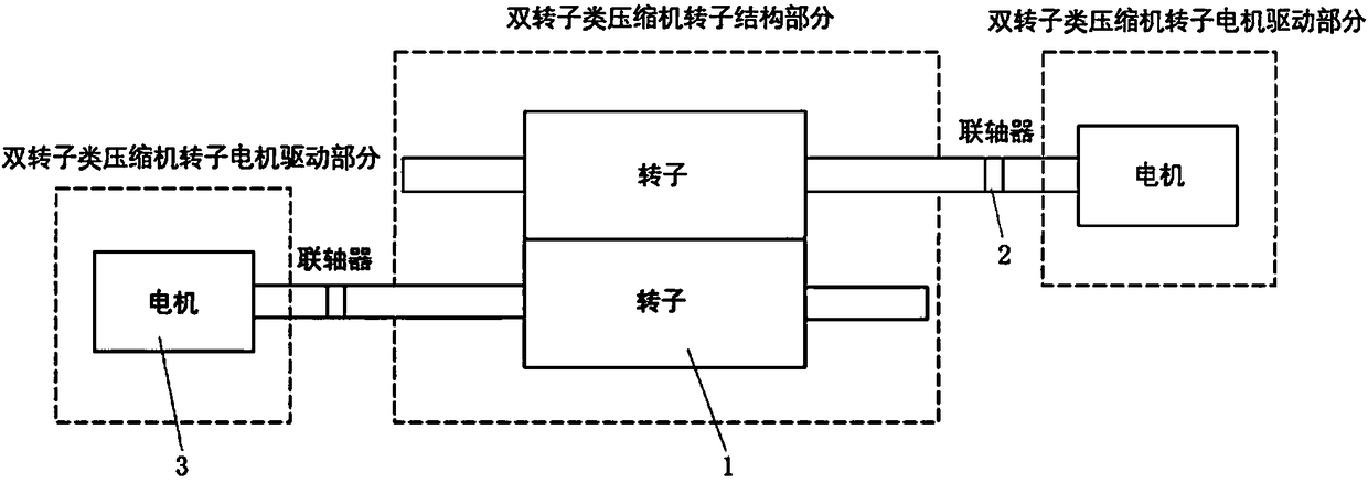 Double-motor driving structure of double-rotor type compressor and control method of double-motor driving structure