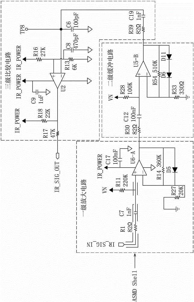 Infrared signal processing circuit for reducing interference