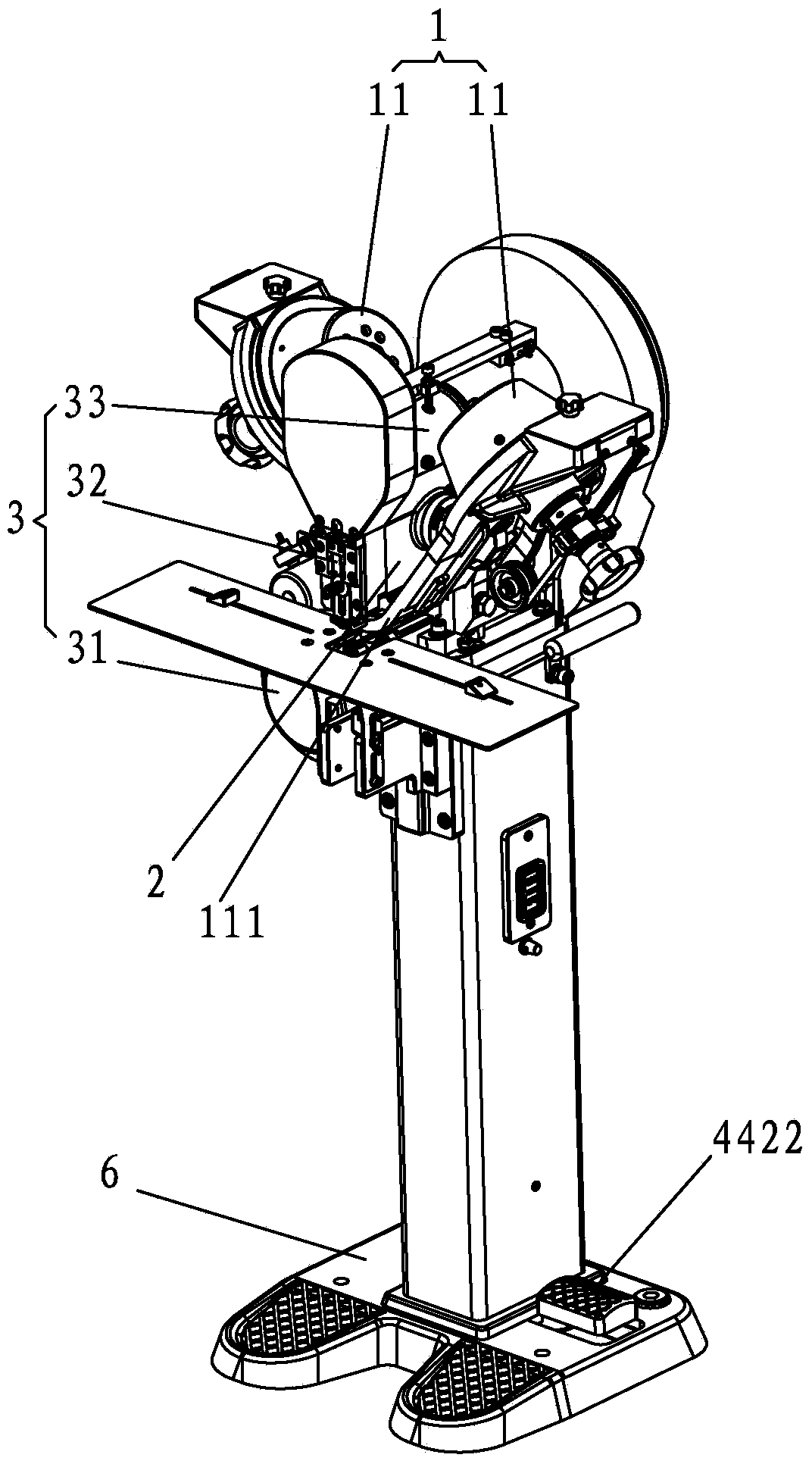 Novel fastener-holing machine with improved material pushing mechanism