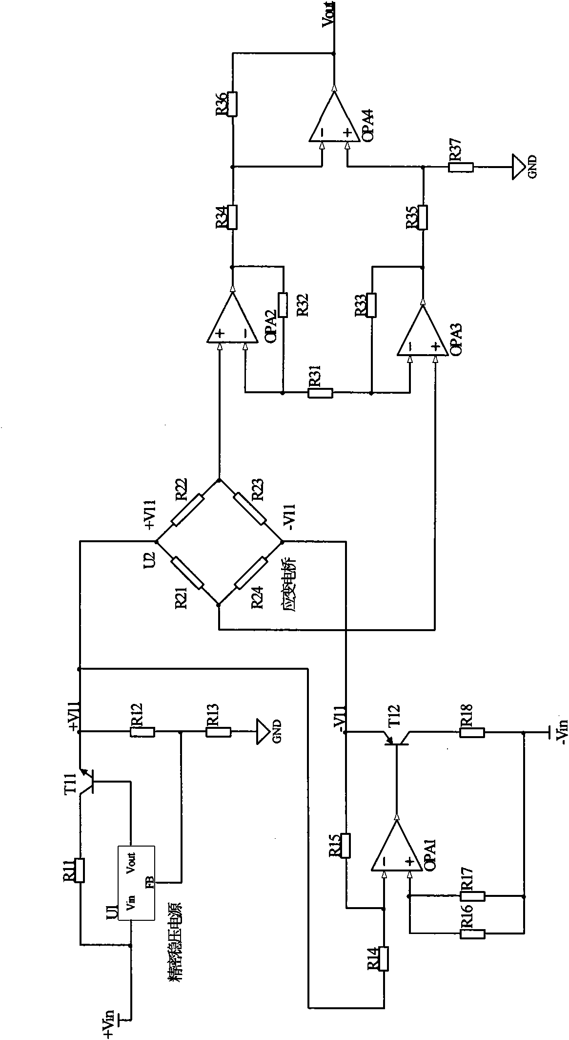 Detection circuit for non-common mode voltage strain bridge signal