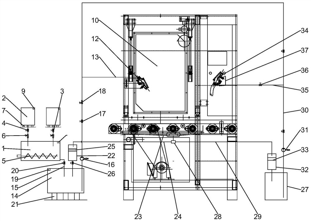 Liquid return split-flow type plate spraying device