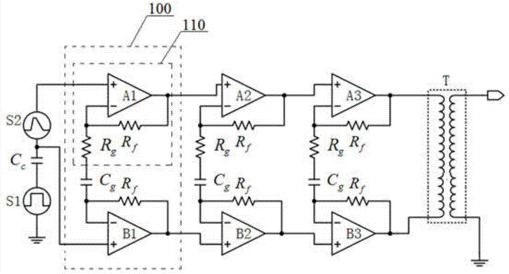 Amplifying circuit for high-frequency signal common mode rejection based on current feedback operational amplifier
