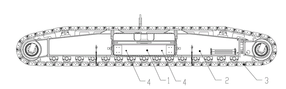 Crawler belt traveling device and steering method of crawler belt crane