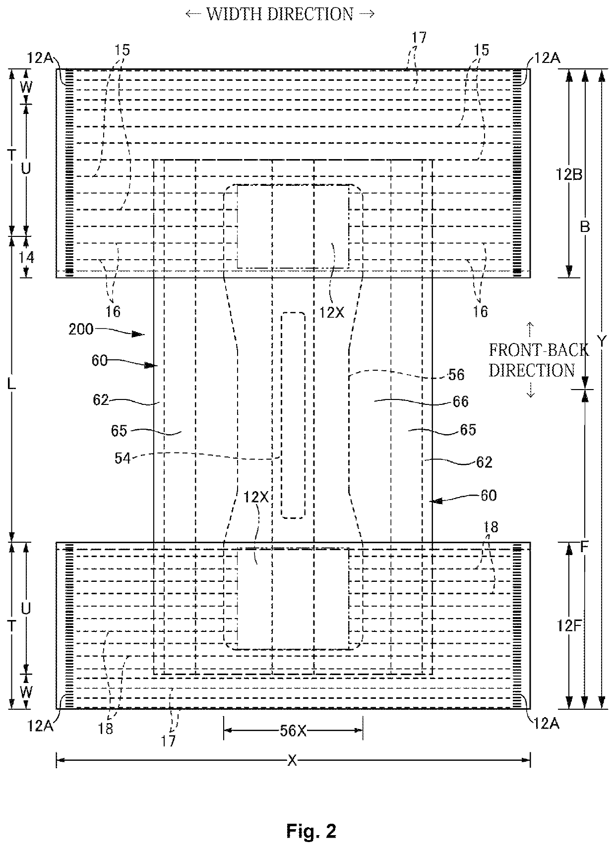 Absorbent article with improved adhesive usage and method of manufacturing same