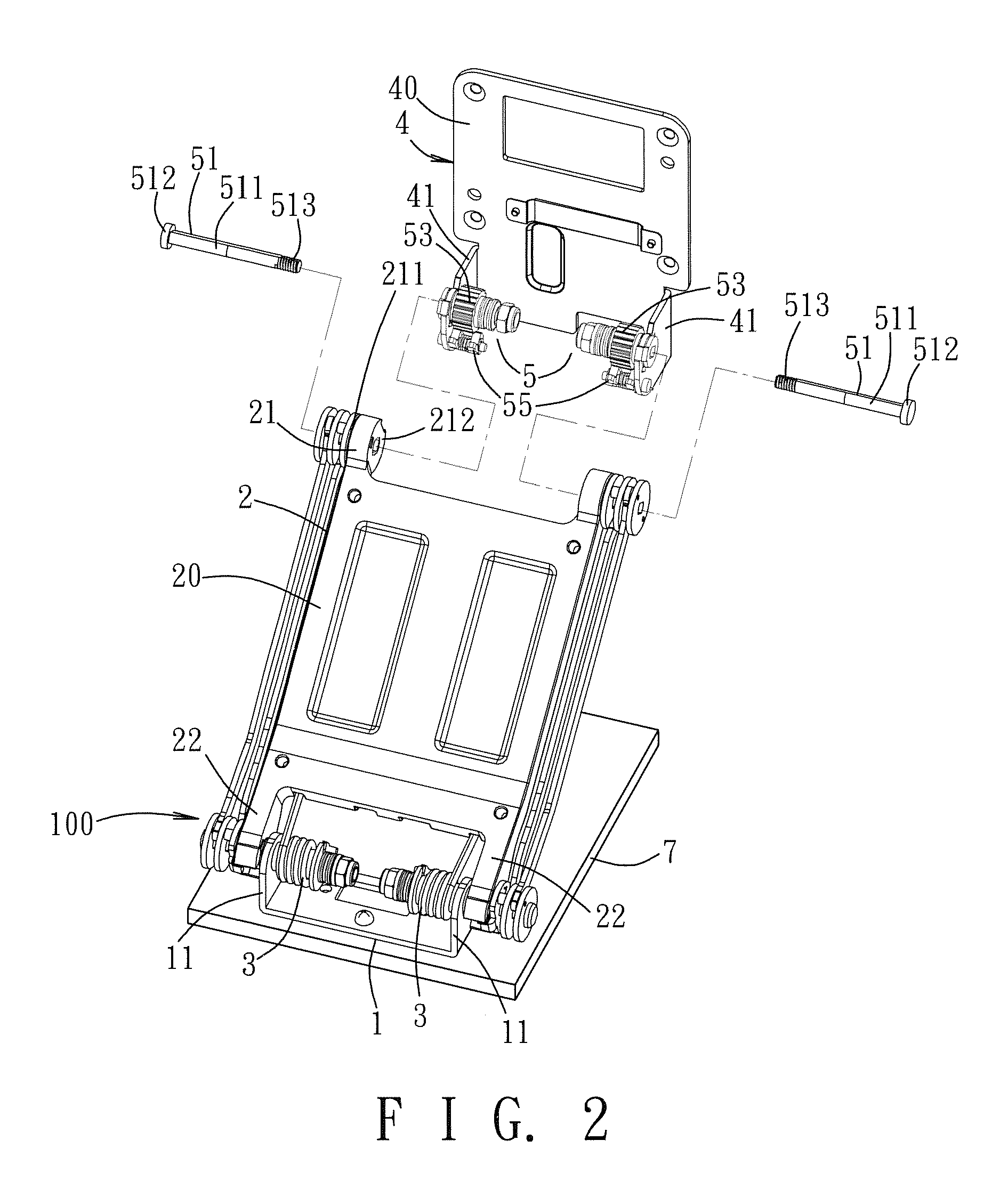 Hinge, supporting module having the hinge, and display device having the supporting module