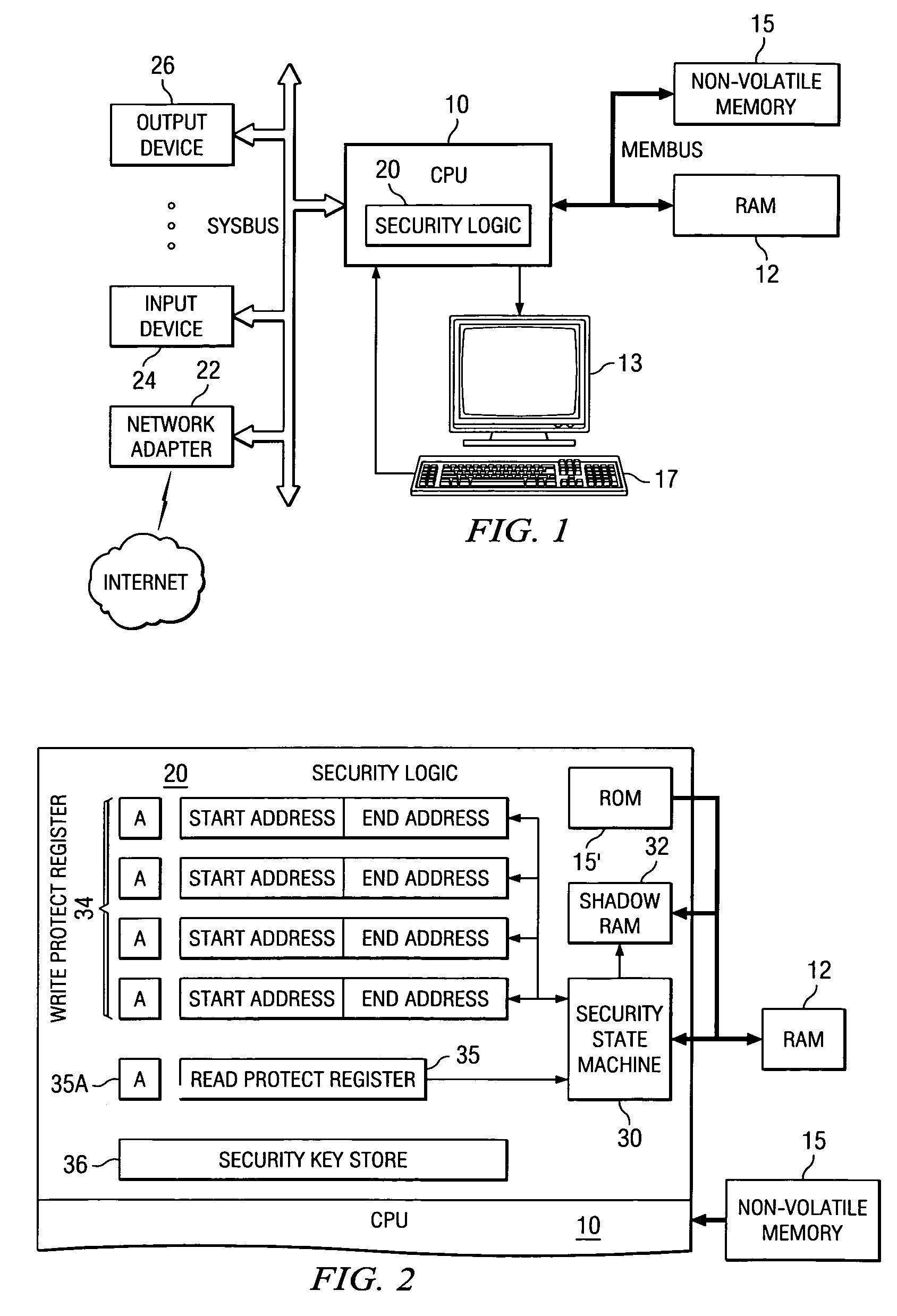 Implementation of a secure computing environment by using a secure bootloader, shadow memory, and protected memory
