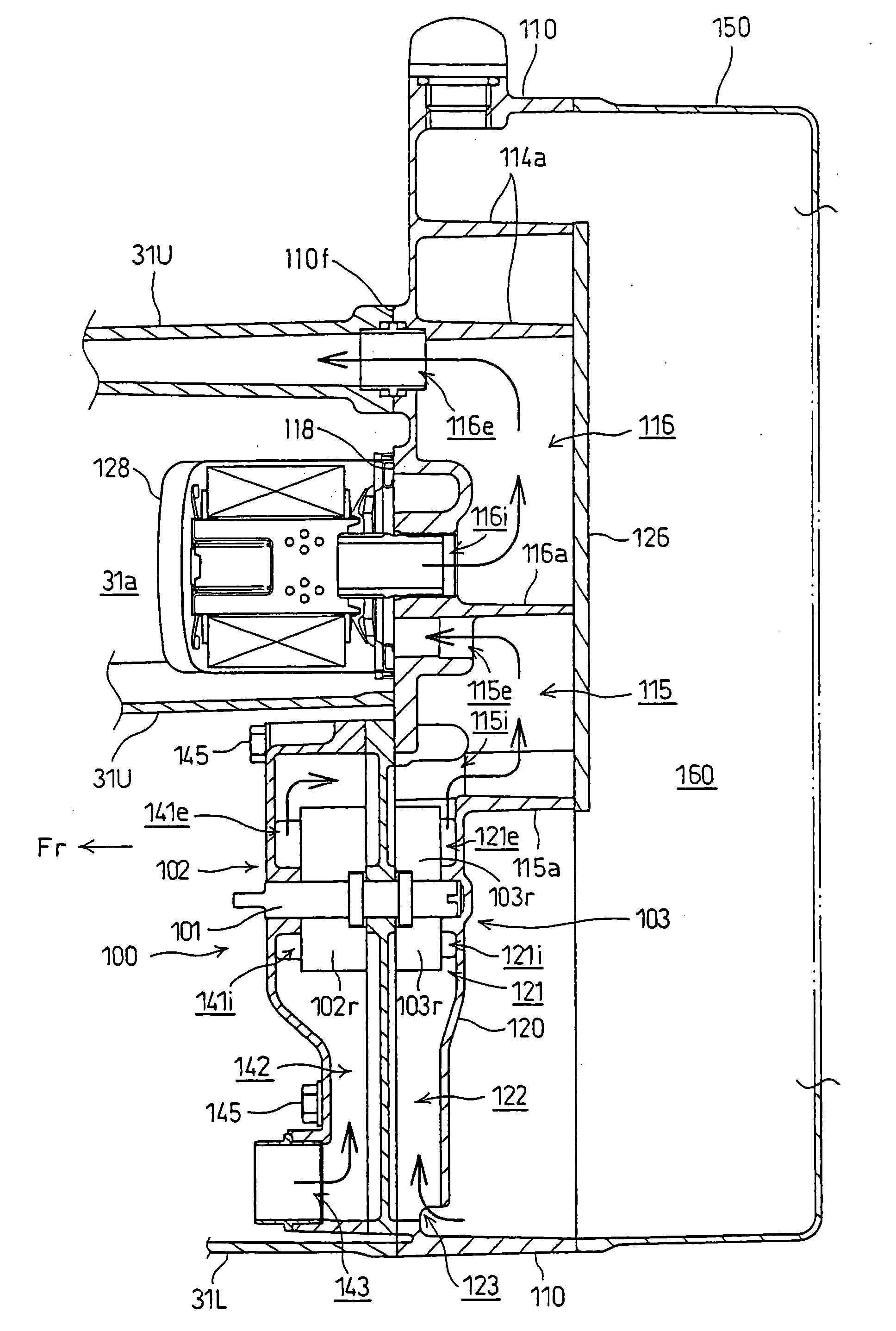 Pump drive structure of water-cooled internal combustion engine