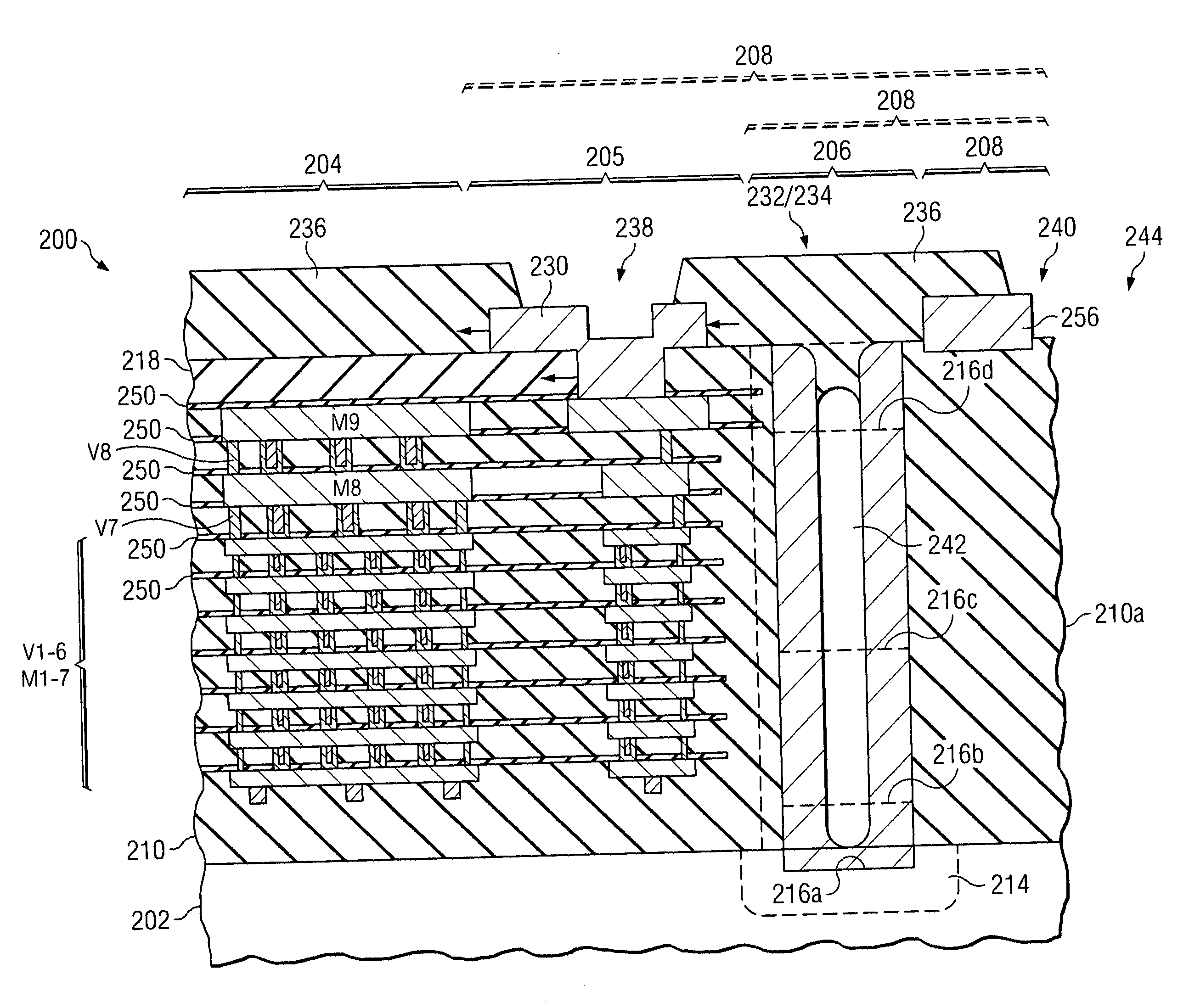 Semiconductor device with crack prevention ring and method of manufacture thereof