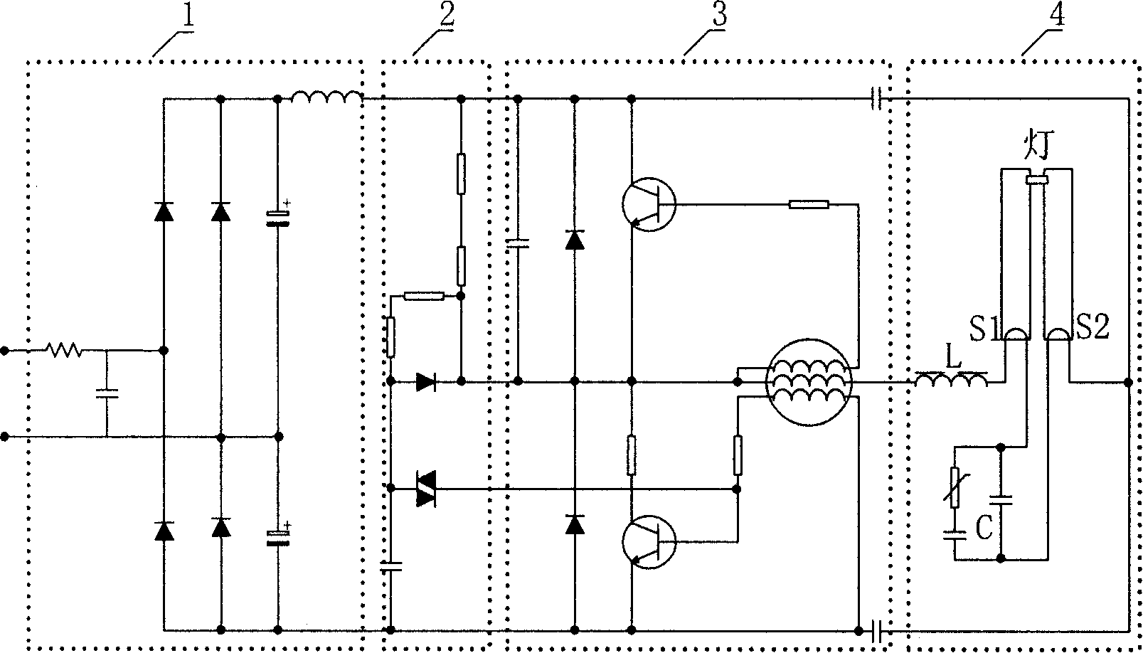 Electronic rectifier for exception protection of discharging lamp and discharging lamp