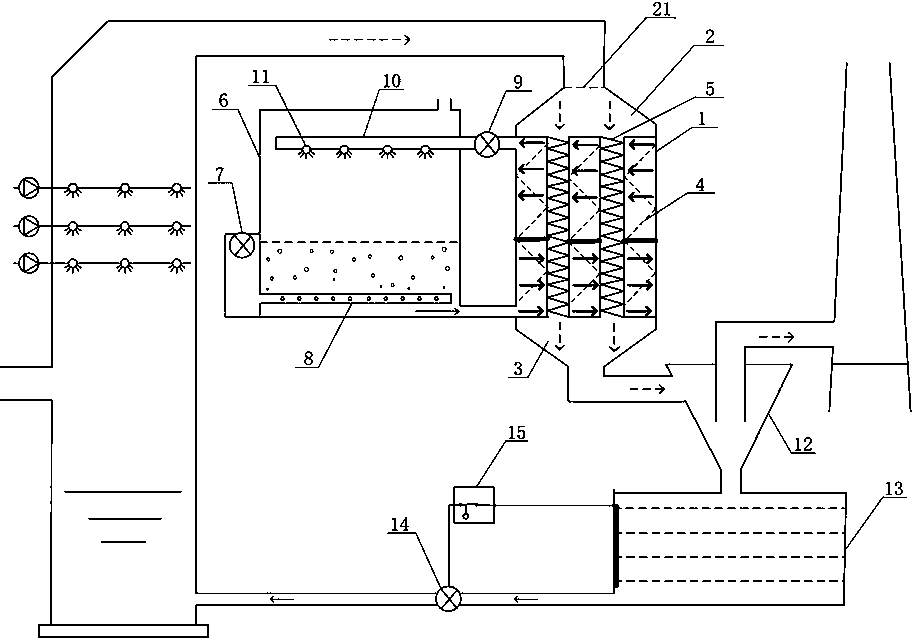 Water-cooling-dewhitening device capable of removing condensable pollutant in flue gas and recovering water