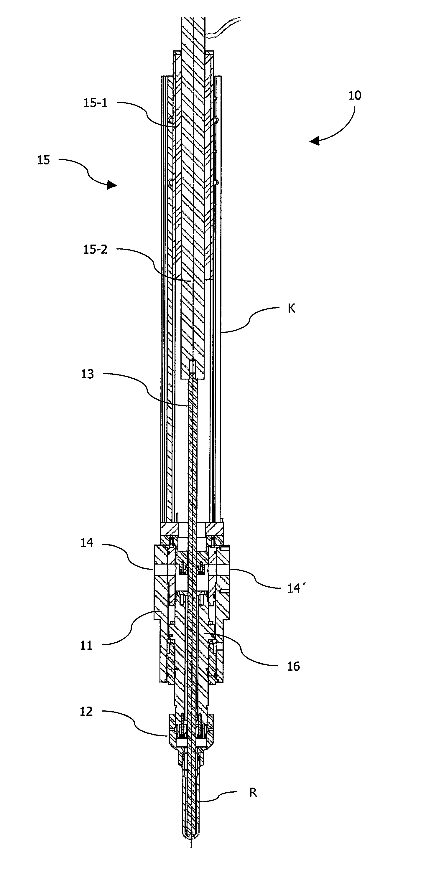 Devices and method for draw blow moulding a container and the corresponding use