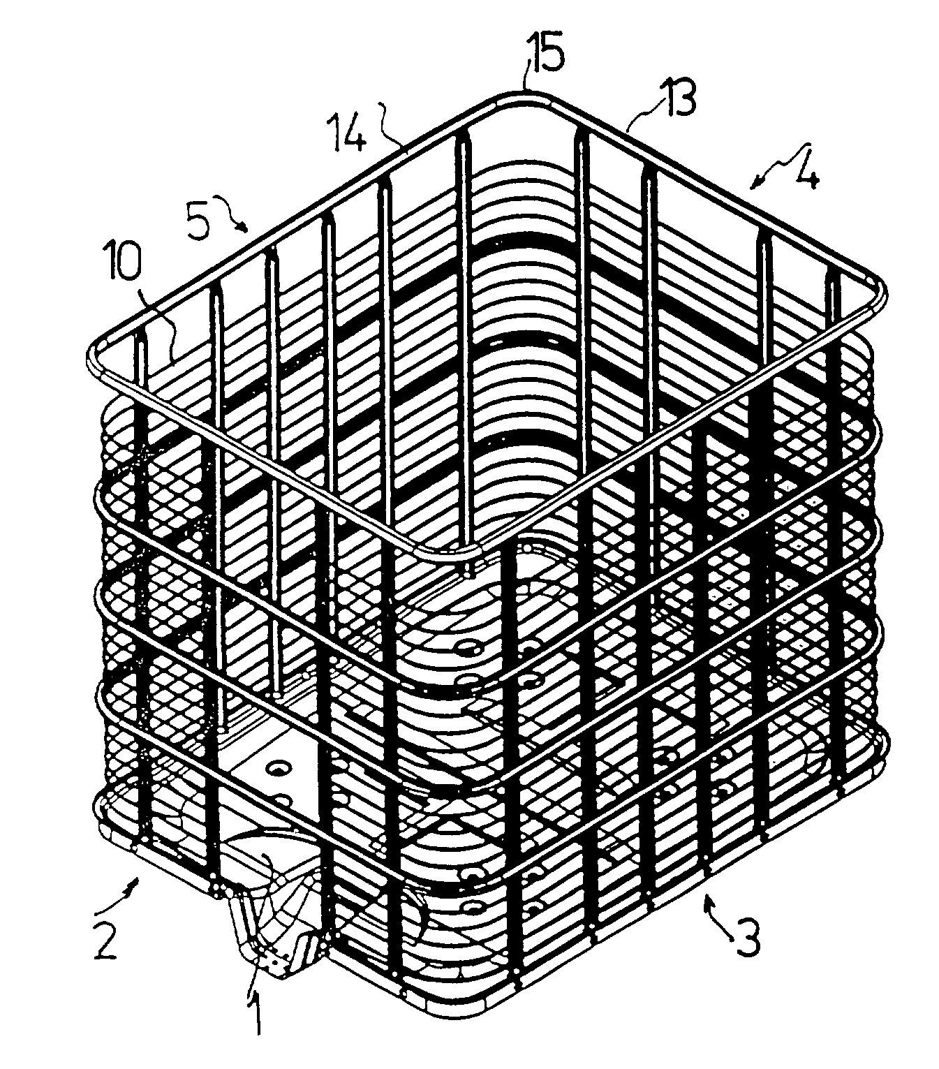 Grid casing for a container