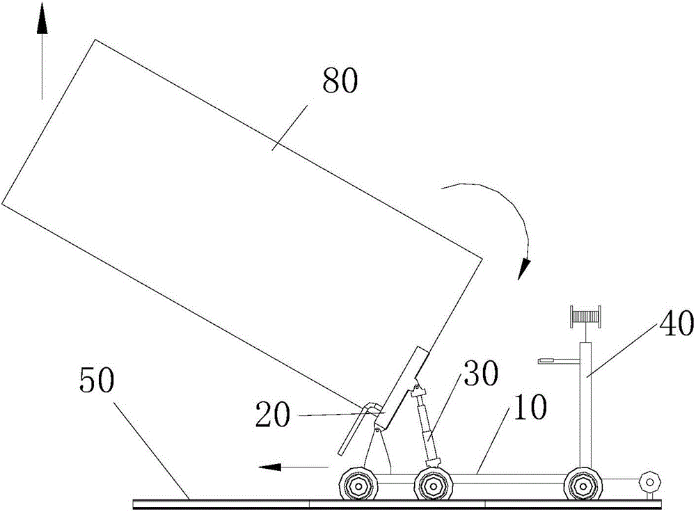Tower cylinder overturning device and hoisting method for tower cylinder