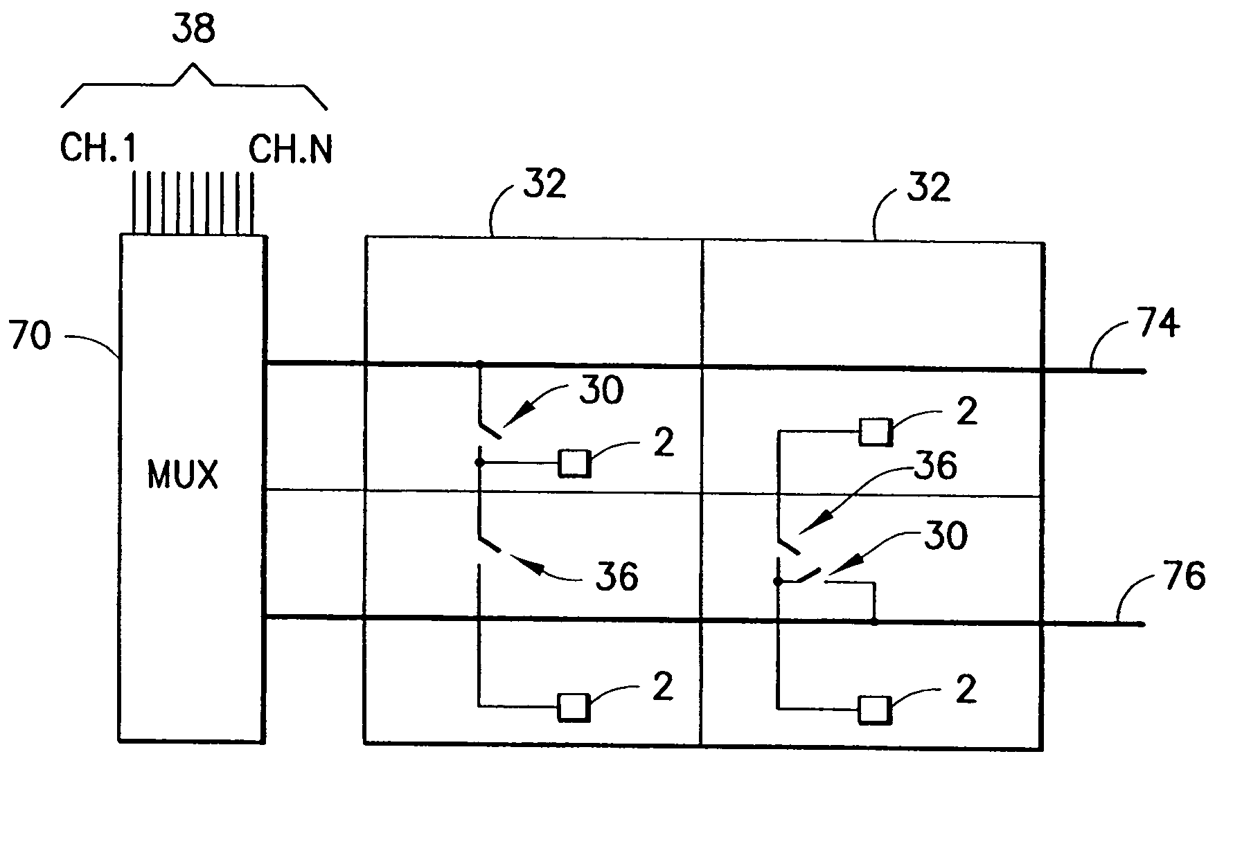 Switching circuitry for reconfigurable arrays of sensor elements