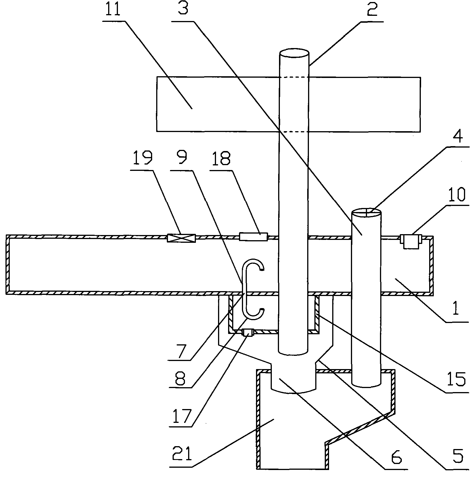 Modularized upper and lower type same-layer water supplying and discharging device