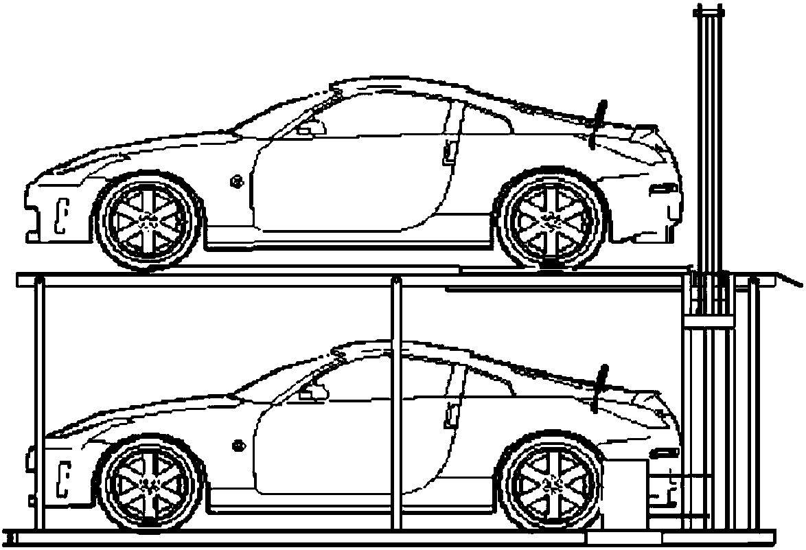 Avoidance-free jacking-type longitudinally-arranged and transversely-entered double-layer garage