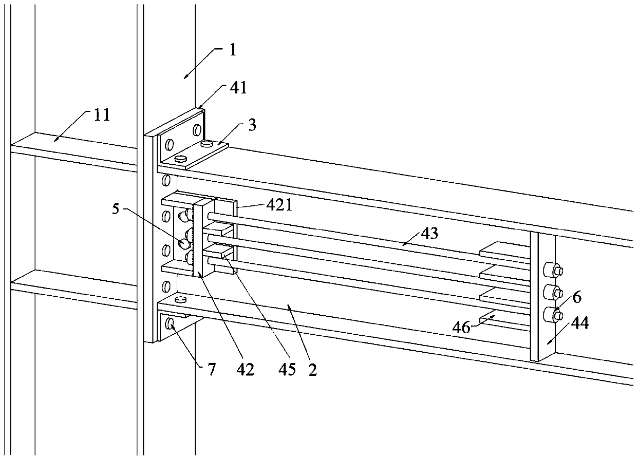 A unilateral prestressed fully assembled self-resetting steel frame joint
