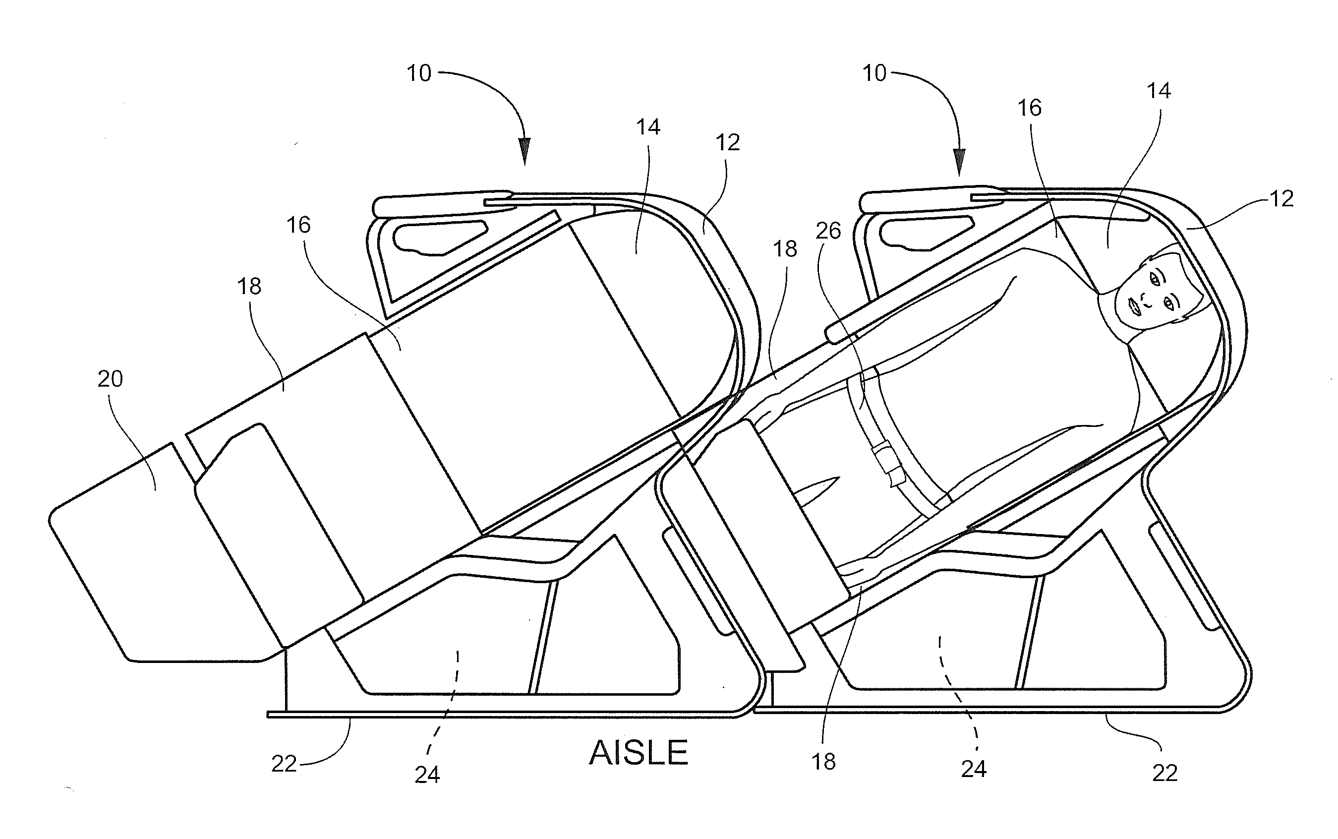 Aircraft seat with taxi, takeoff and landing lie flat capability ...