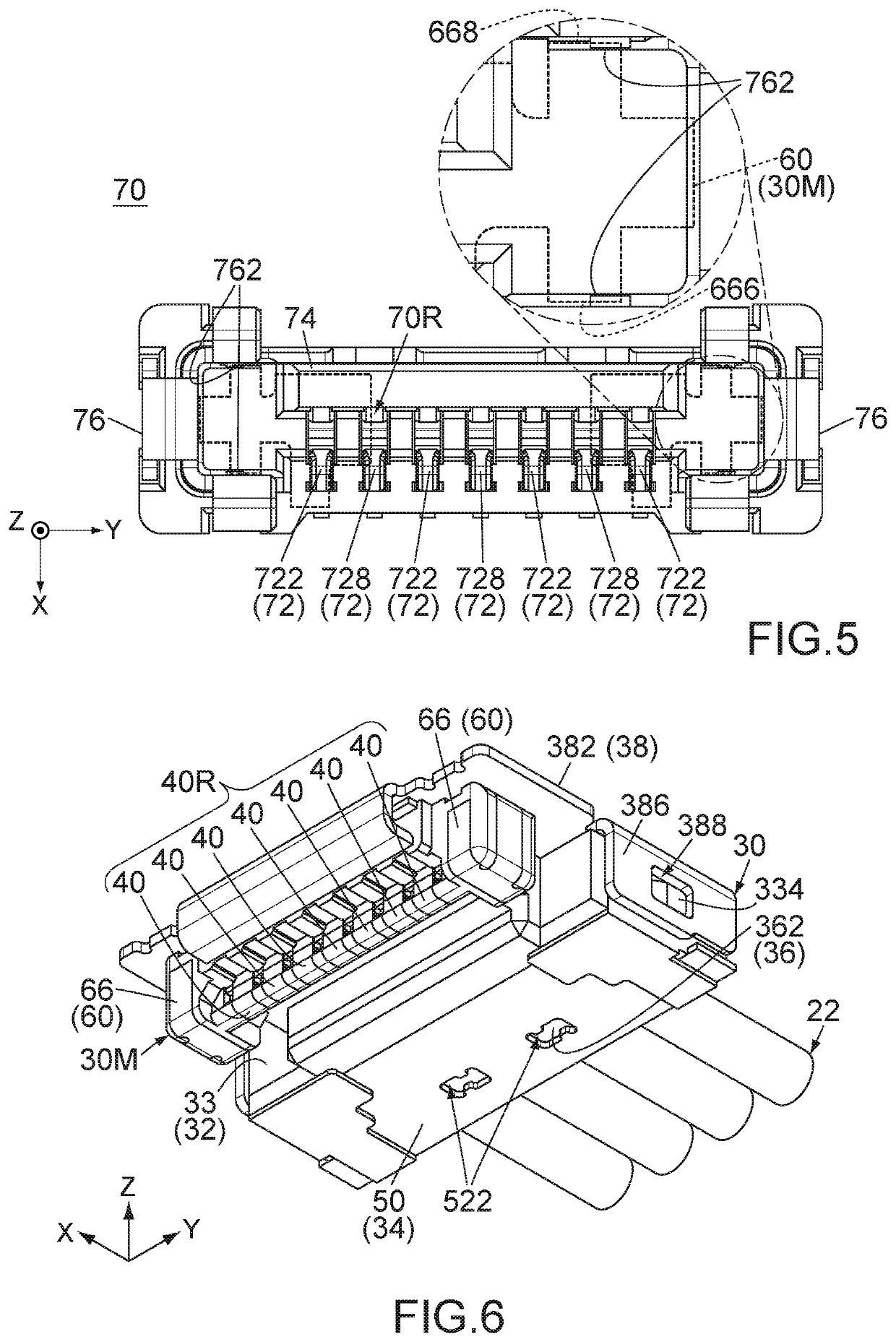 Connector, harness and connector assembly