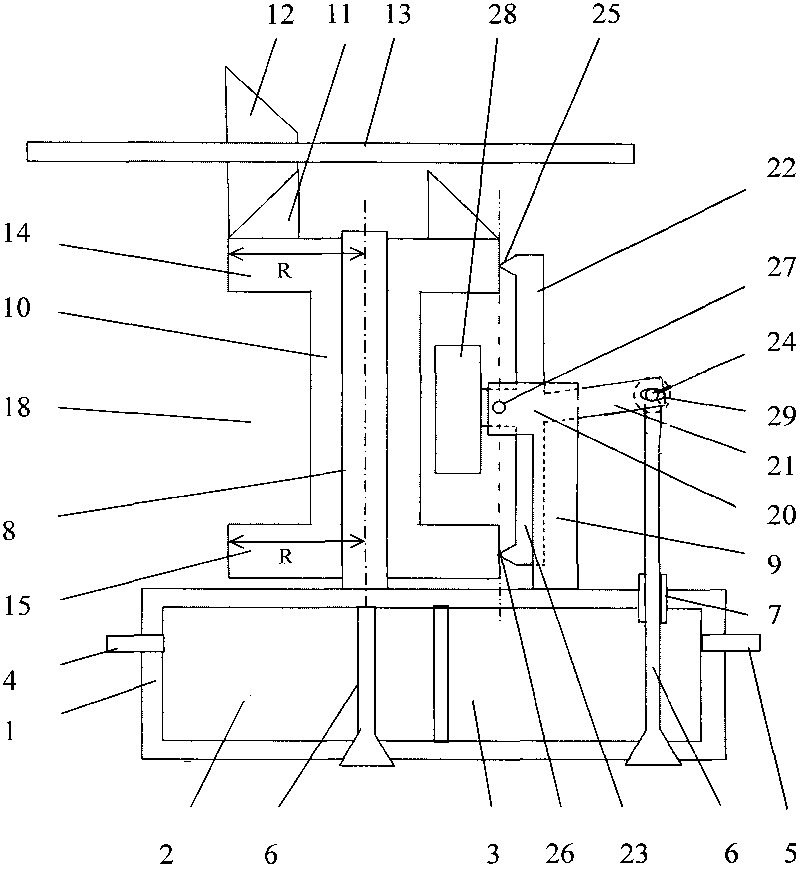 Concave-convex wheel rocker arm type valve distribution mechanism and matched internal combustion engine